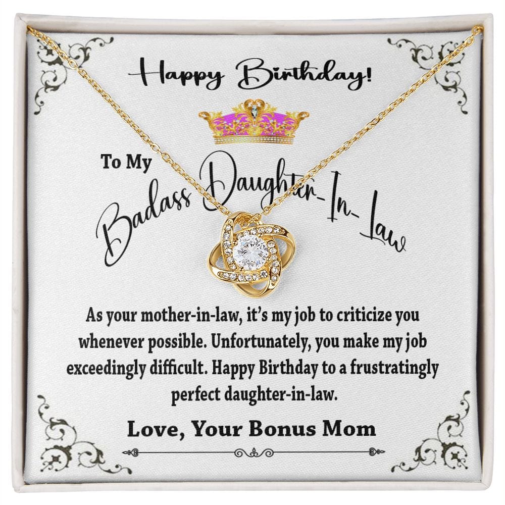 Happy Birthday to My Daughter In Law / Love Knot Necklace for Daughter In Law / Gift From Mother In Law / To My Daughter In Law