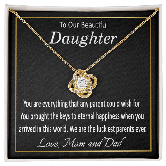 To Our Beautiful Daughter Love Knot Pendant Necklace