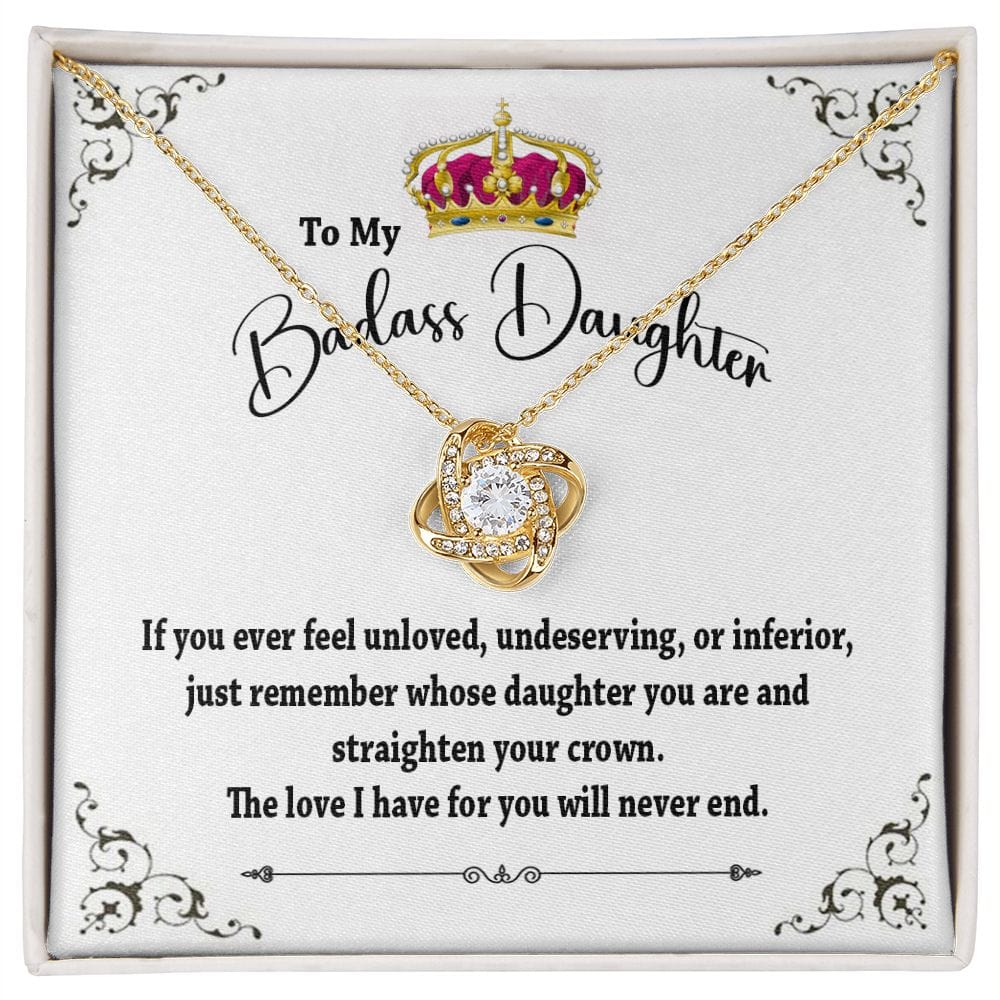 To My Badass Daughter Gift for Daughter Birthday Graduation Christmas Gift For Daughter Love Knot Necklace Gift Set / To My Daughter