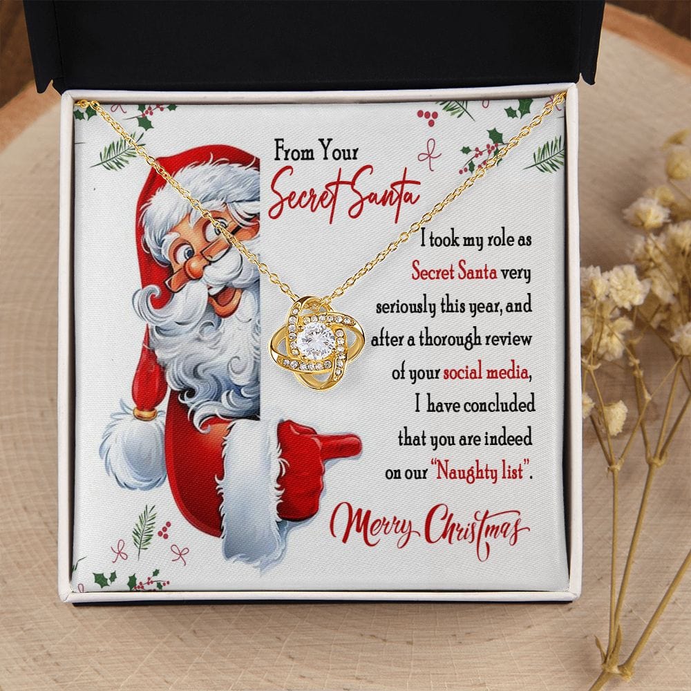From Your Secret Santa Gift Necklace for Coworker / Love Knot Necklace For Women