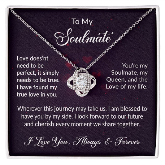 To My Soulmate Gift Necklace, Love Knot Necklace with Heartfelt Message Card