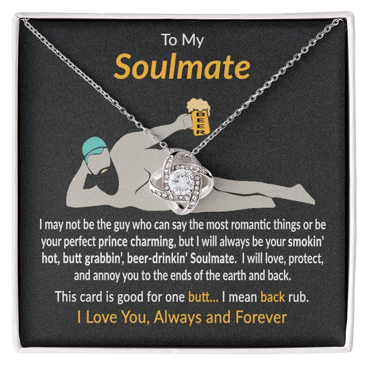 To My Soulmate Gift Necklace with Message Card and Love Knot Pendant Necklace