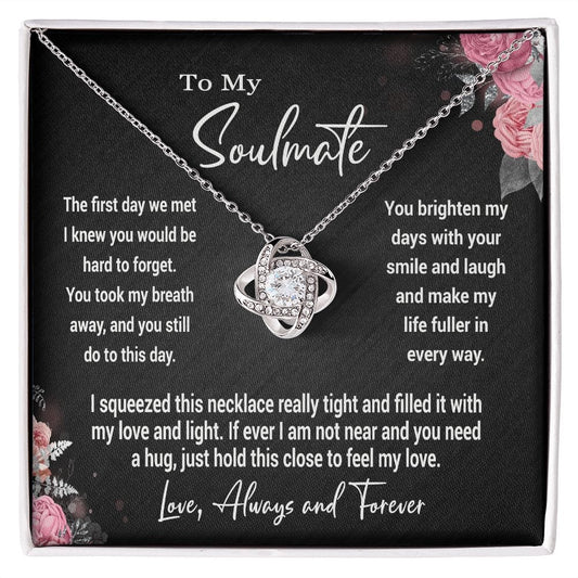 ToMy Soulmate Gift Necklace, Love Knot Pendant Necklace with Message Card