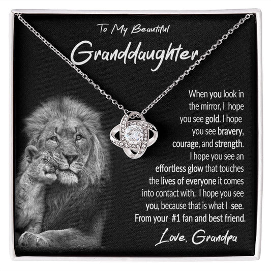 To My Beautiful Granddaughter Gift Necklace from Grandpa, Love Knot Necklace for Granddaughter