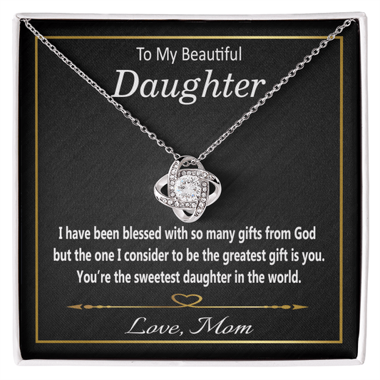 To My Beautiful Daughter Love Knot Necklace / To My Daughter Gift Necklace