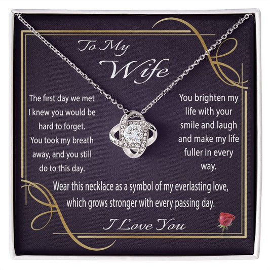 To My Wife Gift Necklace from Husband, Love Knot Pedant with Message Card