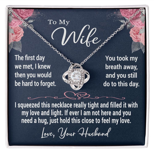 To My Wife Gift Necklace, Love Knot Necklace with Message Card