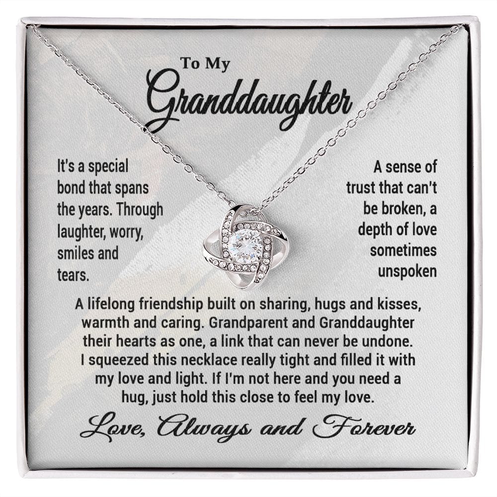 It's a Special Bond Message Card Necklace for Granddaughter from Grandparent, Love Knot Pendant Necklace
