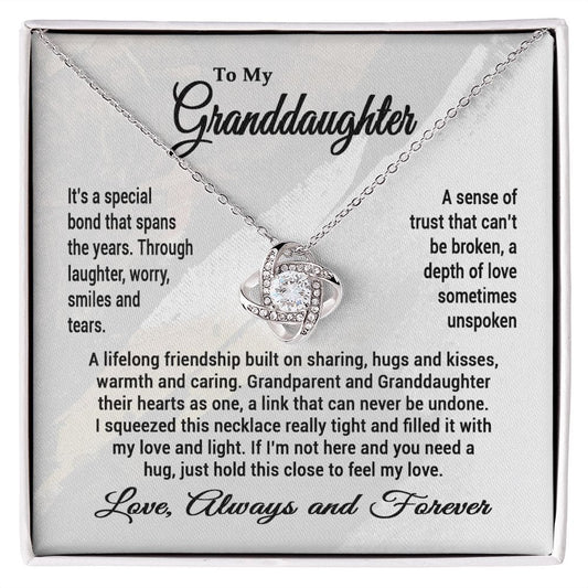 It's a Special Bond Message Card Necklace for Granddaughter from Grandparent, Love Knot Pendant Necklace