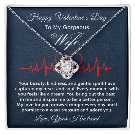 Valentine's Day Gift Necklace for Wife, To My Wife Love Knot Necklace