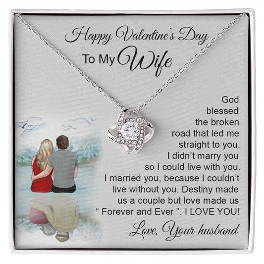 Valentine's Day Gift Necklace for Wife, To My Wife Love Knot Necklace with Message Card