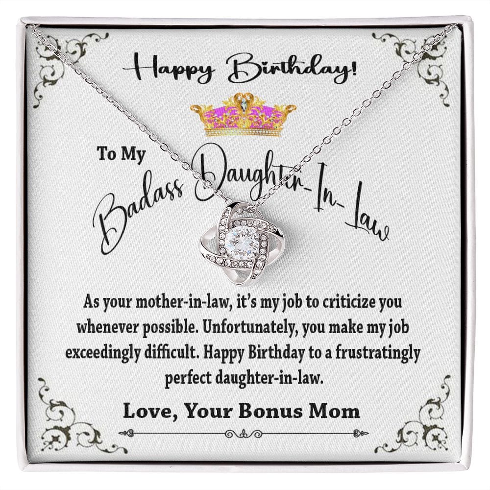 Happy Birthday to My Daughter In Law / Love Knot Necklace for Daughter In Law / Gift From Mother In Law / To My Daughter In Law