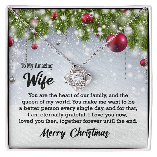 To My Amazing Wife Christmas Themed Gift Necklace / Love Knot Necklace for Wife