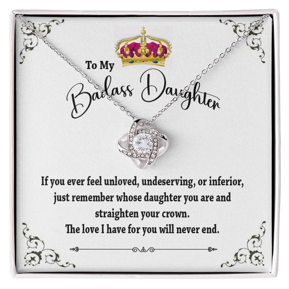 To My Badass Daughter Gift for Daughter Birthday Graduation Christmas Gift For Daughter Love Knot Necklace Gift Set / To My Daughter