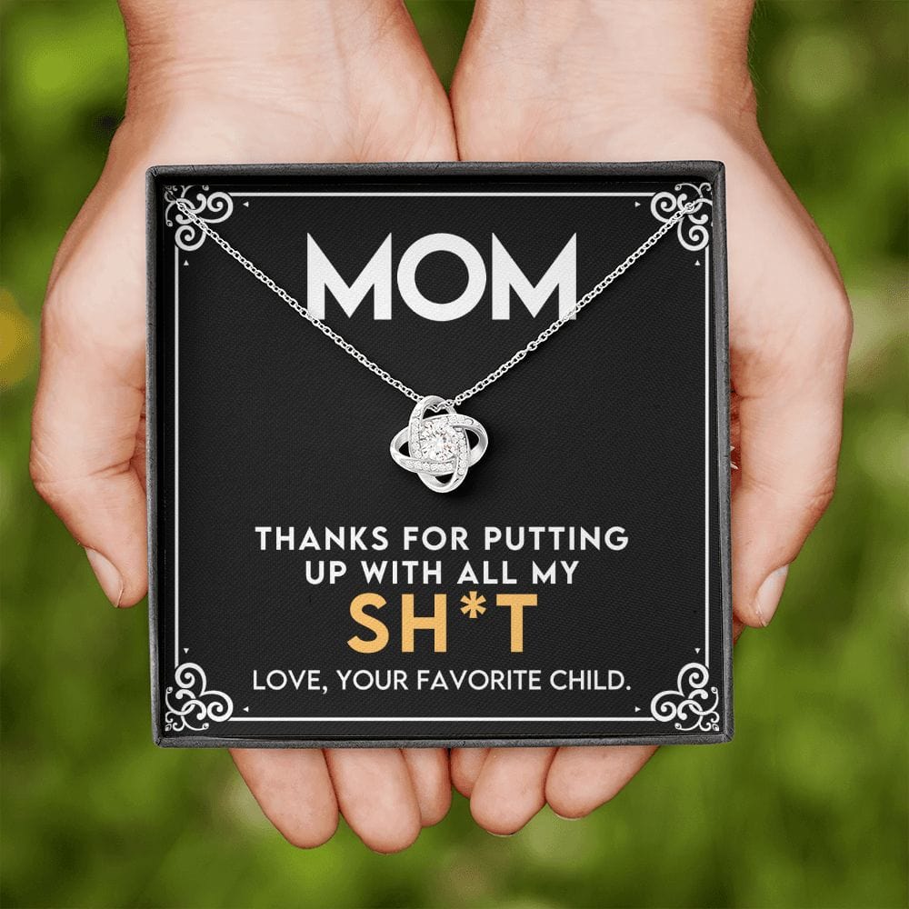 To Mom Gift Necklace, Love Knot Necklace for Mom with Funny Message Card