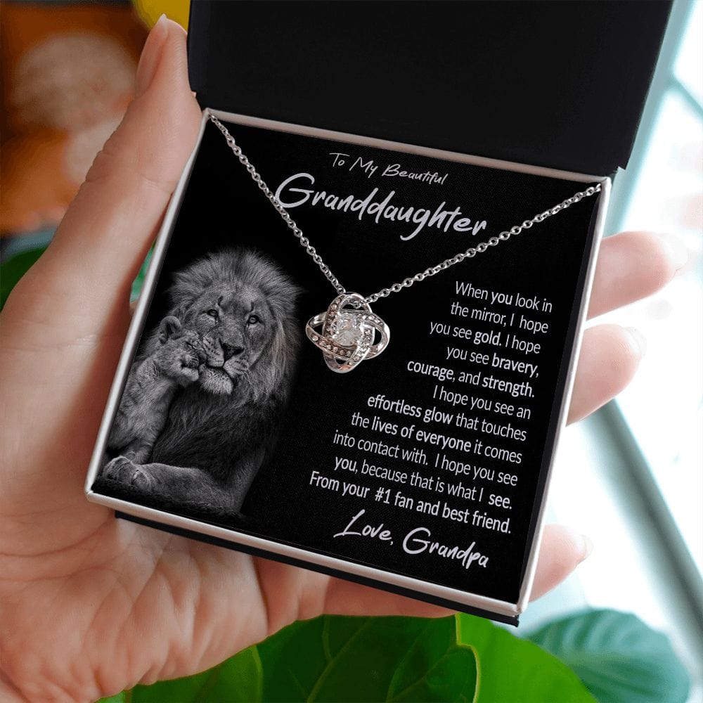 To My Beautiful Granddaughter Gift Necklace from Grandpa, Love Knot Necklace for Granddaughter
