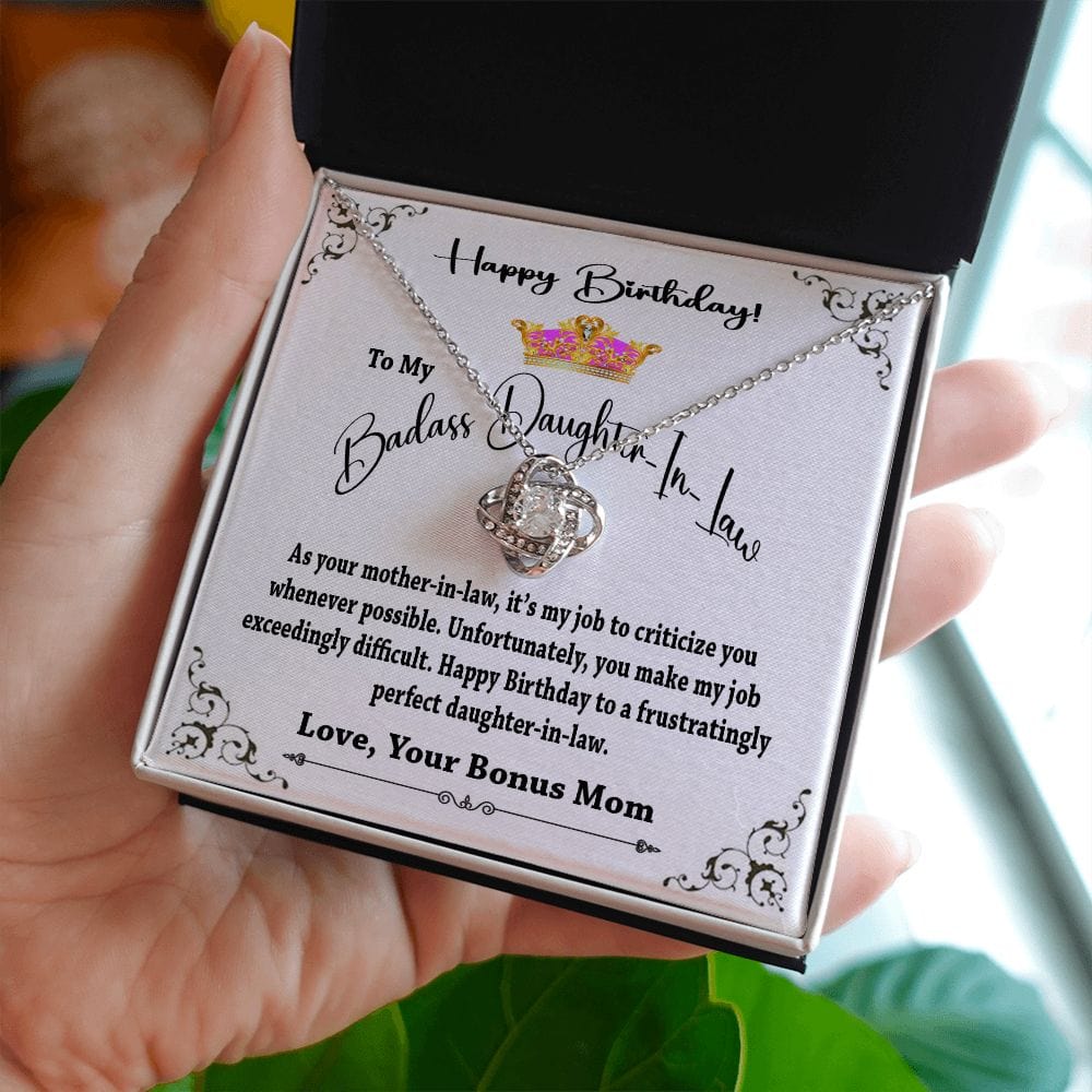 Happy Birthday to My Daughter In Law / Love Knot Necklace for Daughter In Law / Gift From Mother In Law / To My Daughter In Law