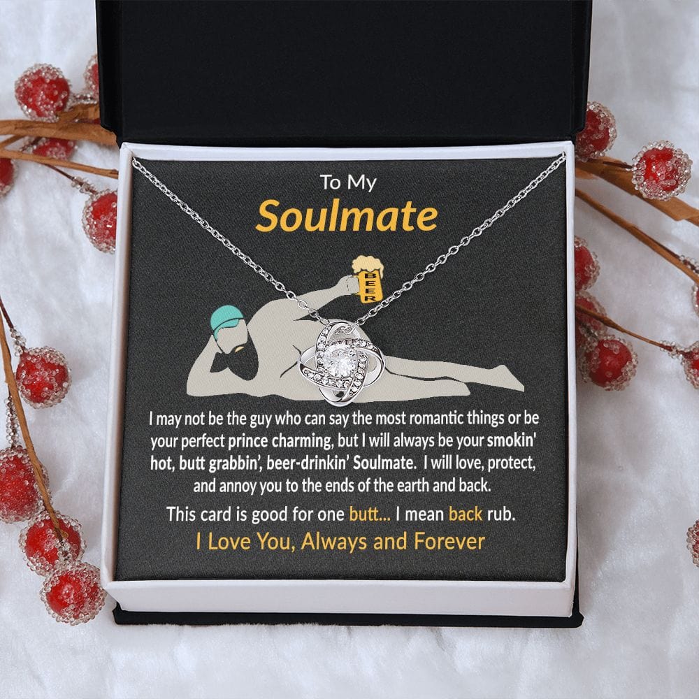 To My Soulmate Gift Necklace with Message Card and Love Knot Pendant Necklace