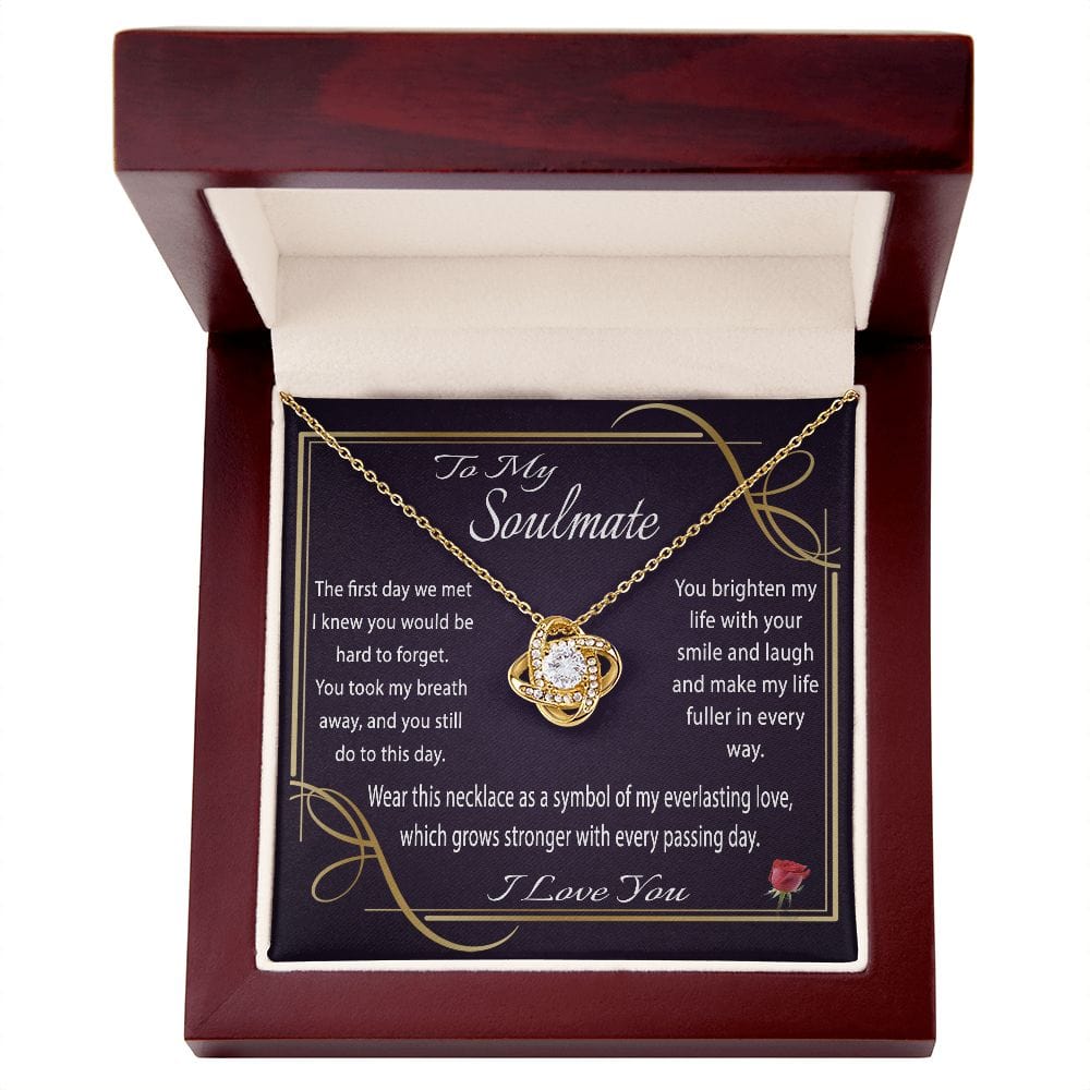 To My Soulmate Gift Necklace, Love Knot Pendant Necklace with Message Card