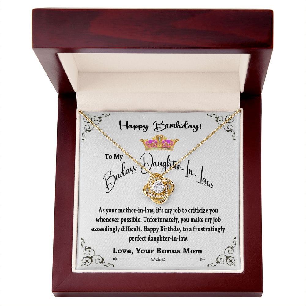 Happy Birthday to My Daughter In Law / Love Knot Necklace for Daughter In Law / Gift From Mother In Law / To My Daughter In Law
