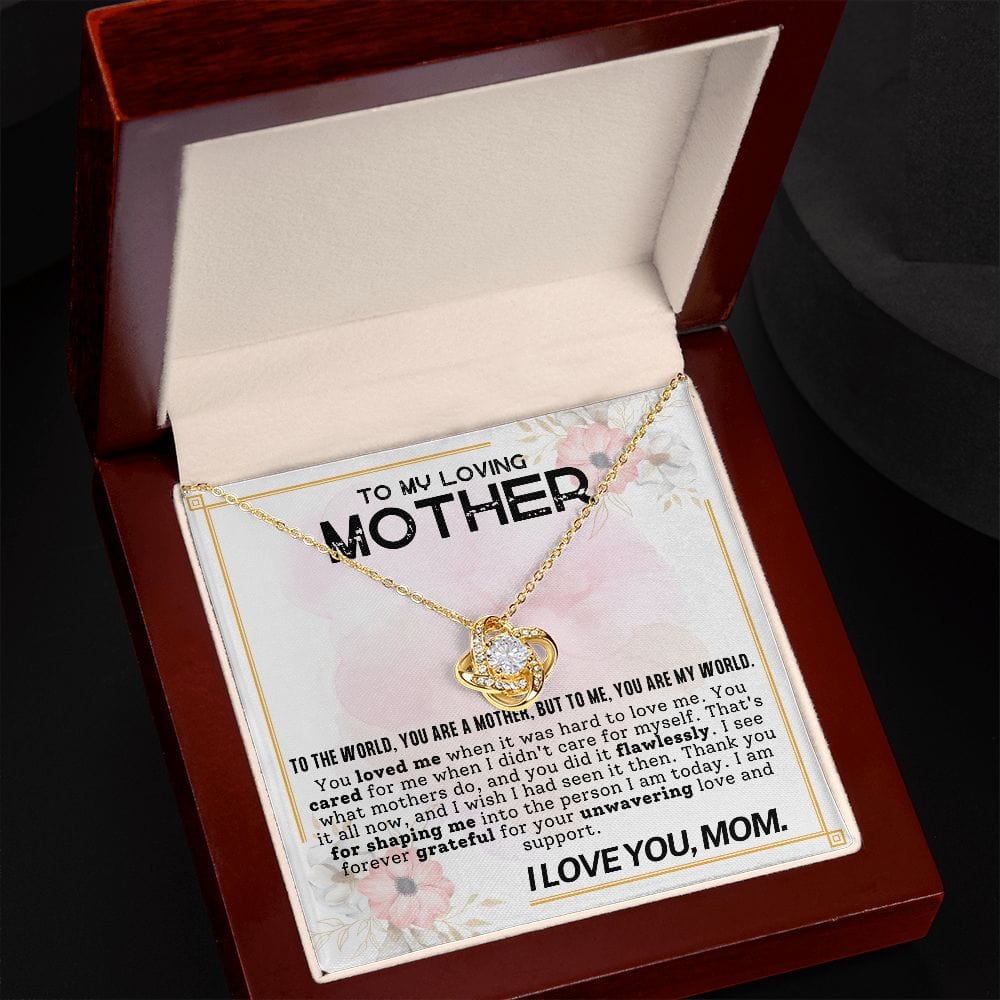 To My Loving Mother Gift Necklace, To My Mom Love Knot Necklace with Message Card