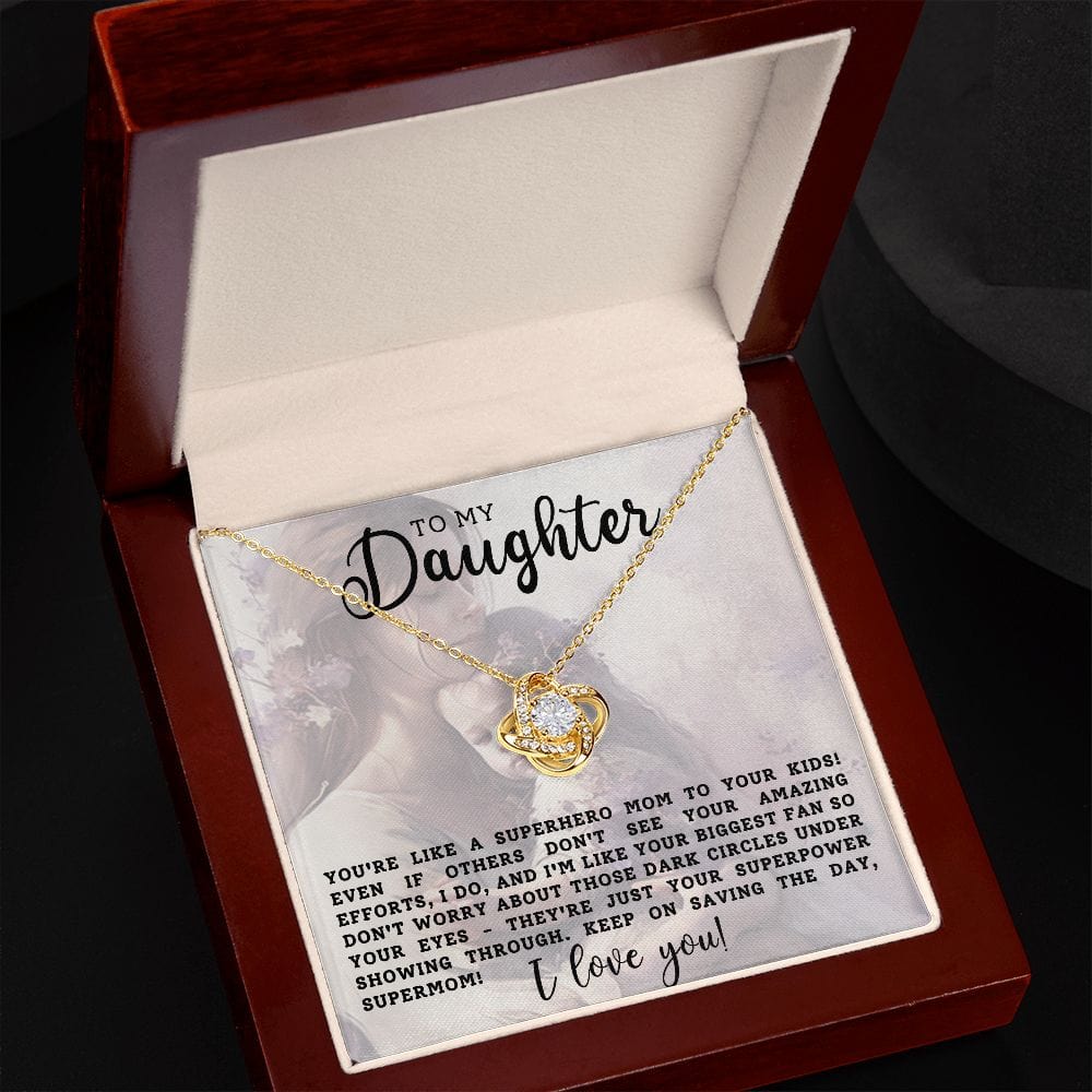 To My Daughter Gift Necklace, Love Knot Pendant Necklace for Daughter, Mother's Day, Birthday