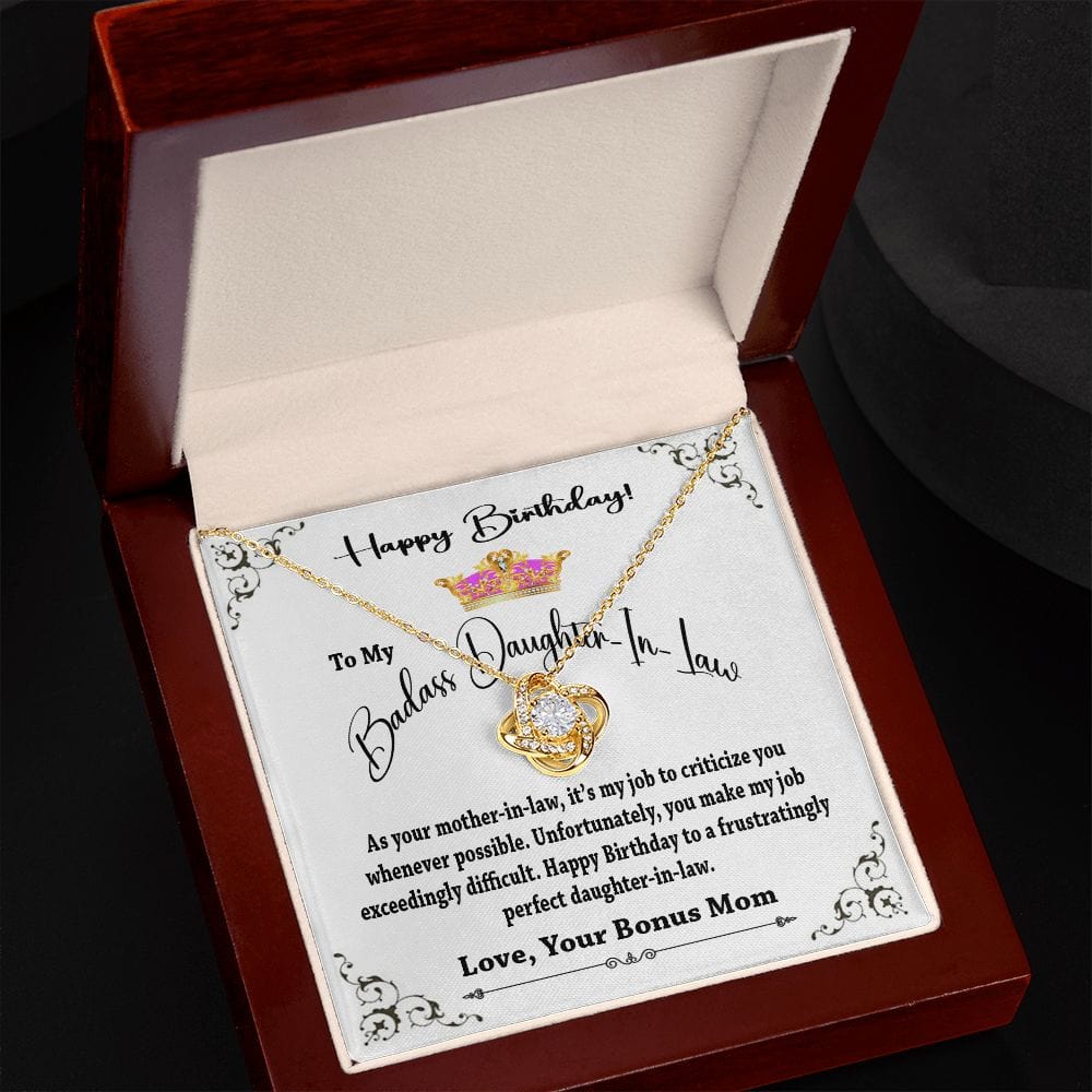 Happy Birthday to My Daughter In Law / Love Knot Necklace for Daughter In Law / Gift From Mother In Law / To My Daughter In Law