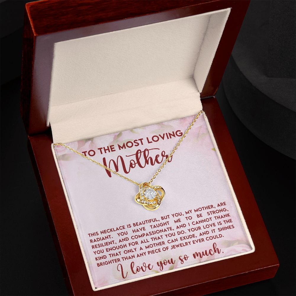 To The Most Loving Mother Ever Gift Necklace, To My Mom Love Knot Necklace with Message Card
