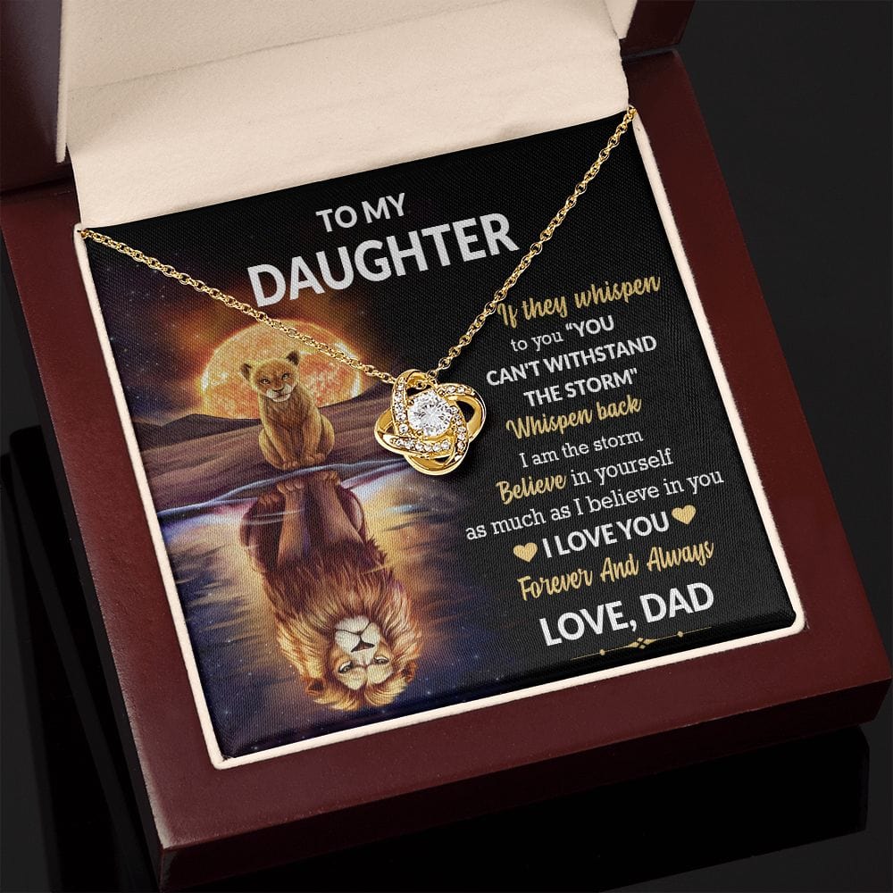 To My Daughter Gift Necklace with Message Card / Daughter Gift From Dad / Love knot pendant Necklace for Daughter