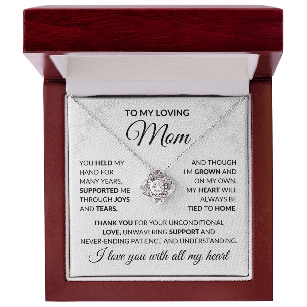 To My Loving Mom Love Knot Necklace with Message Card, To My Mom Gift Necklace