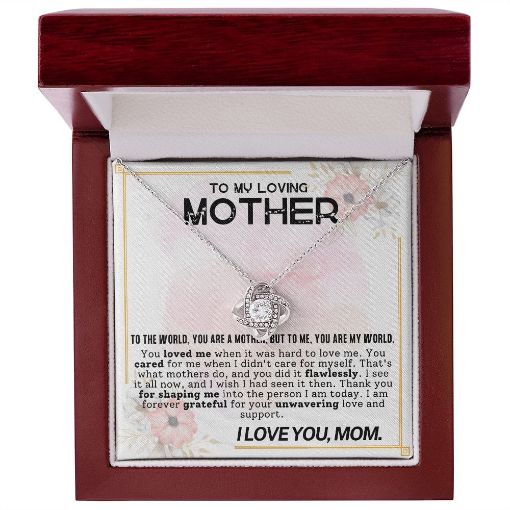 To My Loving Mother Gift Necklace, To My Mom Love Knot Necklace with Message Card