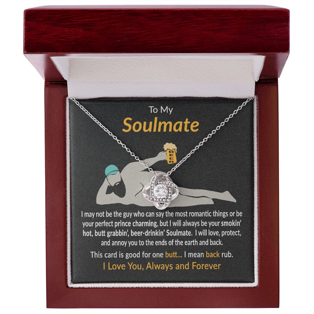 To My Soulmate Gift Necklace with Message Card and Love Knot Pendant Necklace