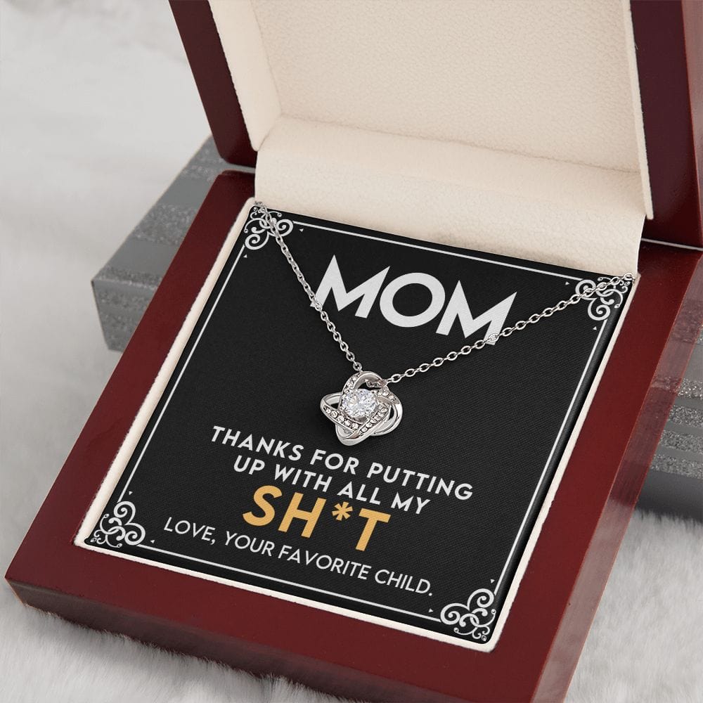 To Mom Gift Necklace, Love Knot Necklace for Mom with Funny Message Card
