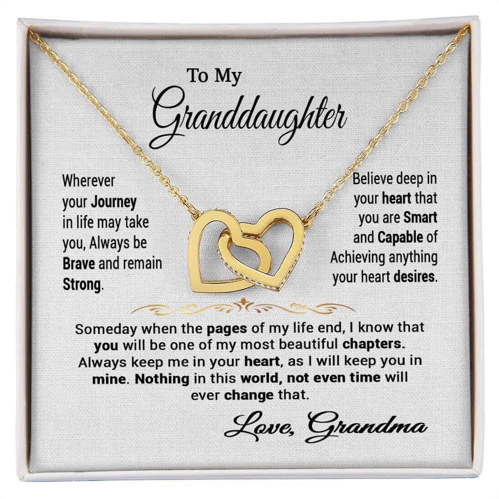 To My Granddaughter Gift Necklace from Grandma / Interlocking Hearts Necklace
