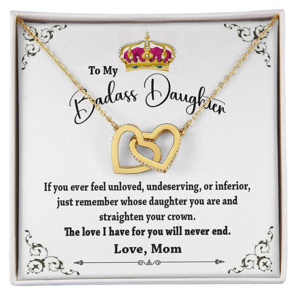 To My Badass Daughter Interlocking hearts Necklace / To My Daughter From Mom Gift