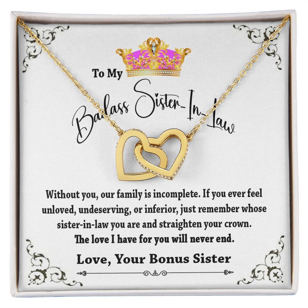To My Badass Sister in Law Interlocking Hearts Necklace