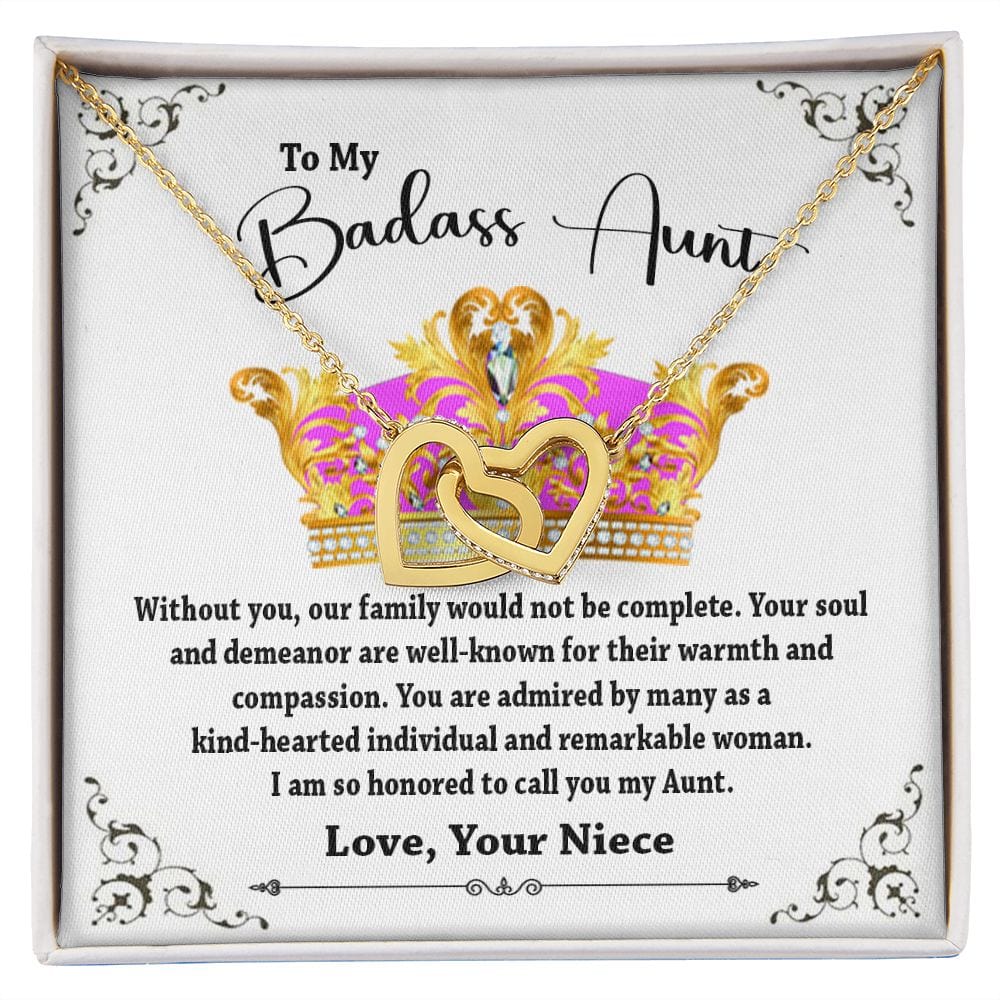 To My Badass Aunt Interlocking Hearts Necklace