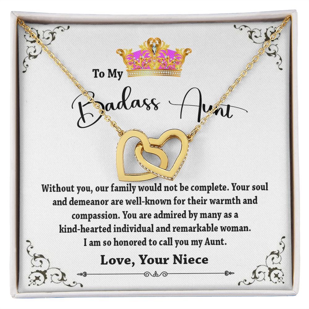 To My Badass Aunt Interlocking Hearts Gift Necklace / To My Aunt