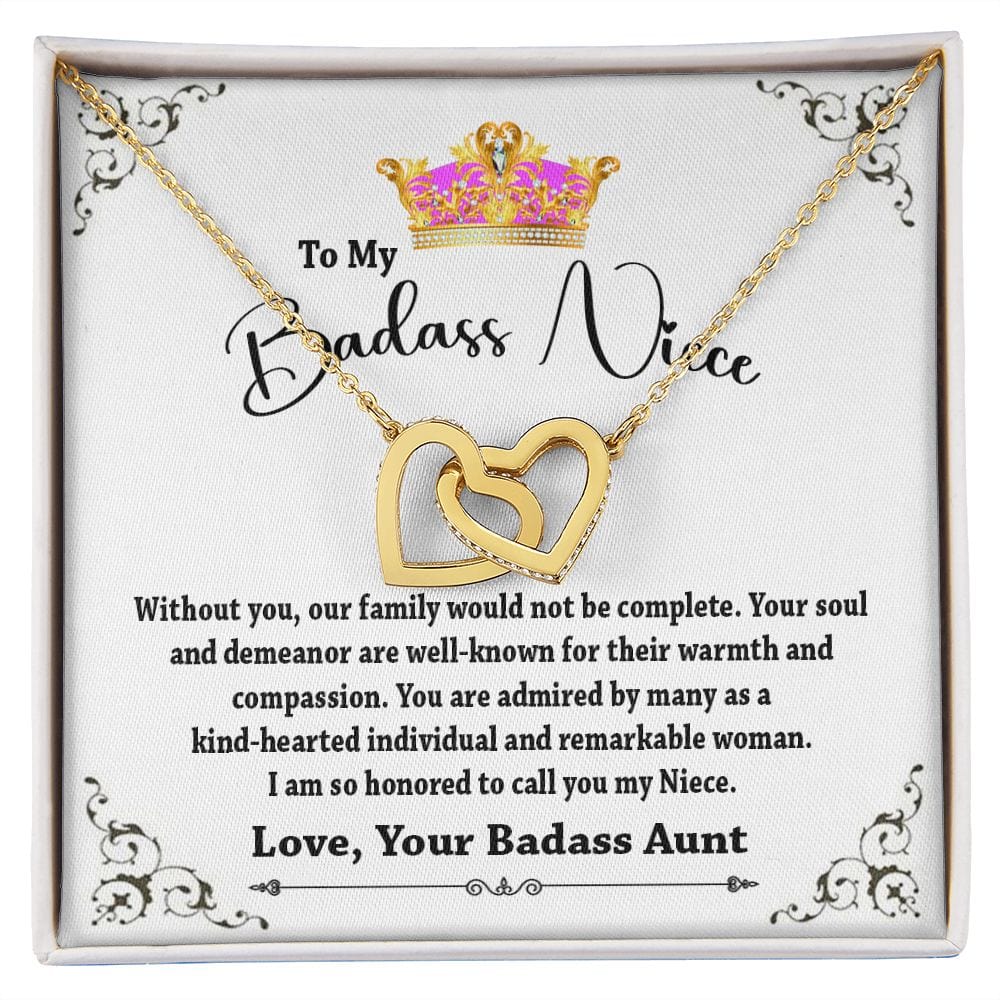 To My Badass Niece Interlocking Hearts Necklace, To My Niece