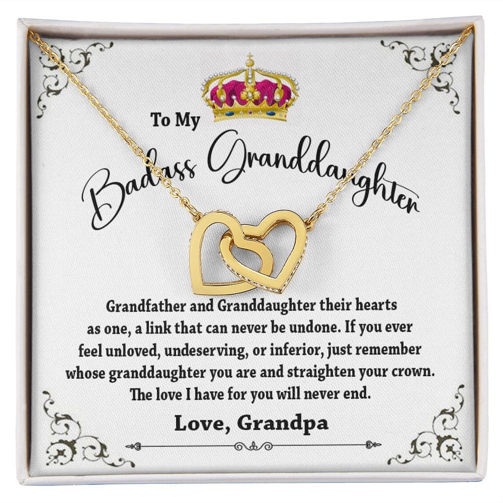 To My Badass Granddaughter Interlocking Hearts Necklace from Grandpa