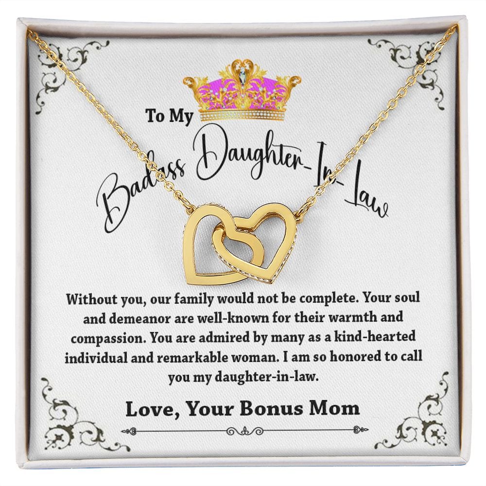 To My Badass Daughter In law Interlocking Hearts Necklace From Mother In Law