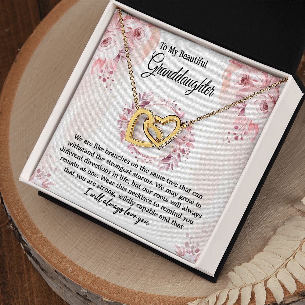 To Granddaughter Interlocking Hearts Necklace / To My Granddaughter Necklace