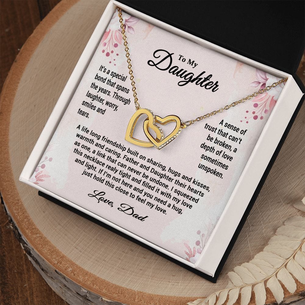 To My Daughter From Dad, Interlocking Hearts Necklace, Father to Daughter Gift, Birthday Gift To Daughter From Dad, Christmas Gift for her