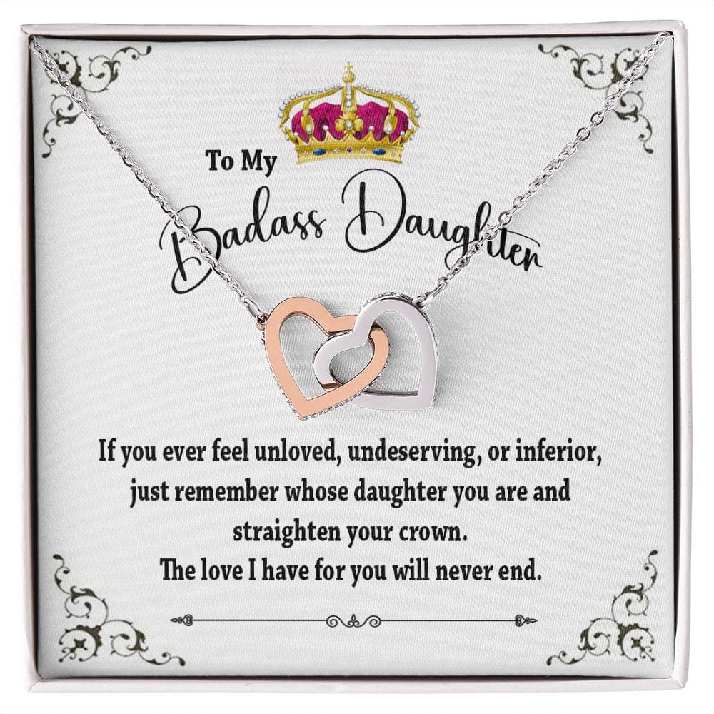 To My Badass Daughter Interlocking hearts Necklace / To My Daughter From Momand Dad Gift