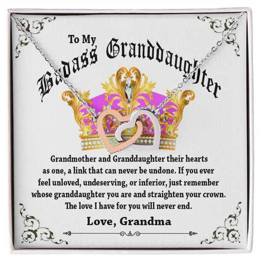 To My Badass Granddaughter Interlocking Hearts Necklace from Grandma