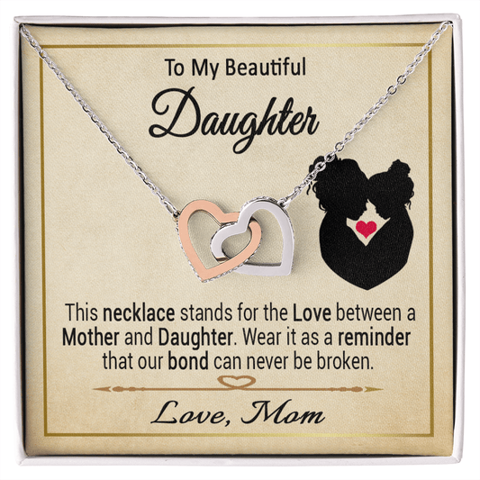To My Beautiful Daughter Necklace / Interlocking Hearts Necklace for Daughter from Mom / To My Daughter Giftt