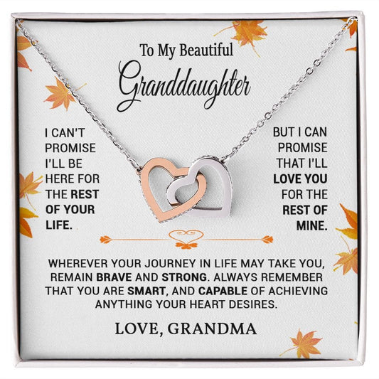 To My Granddaughter Gift Necklace from Grandma / Interlocking Hearts Necklace for Granddaughter