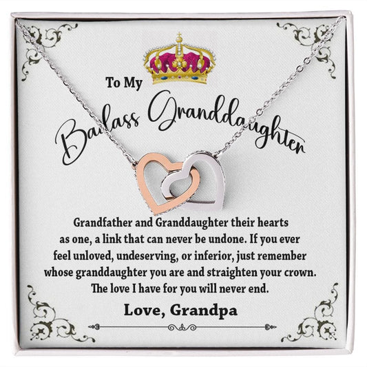 To My Badass Granddaughter Interlocking Hearts Necklace from Grandpa