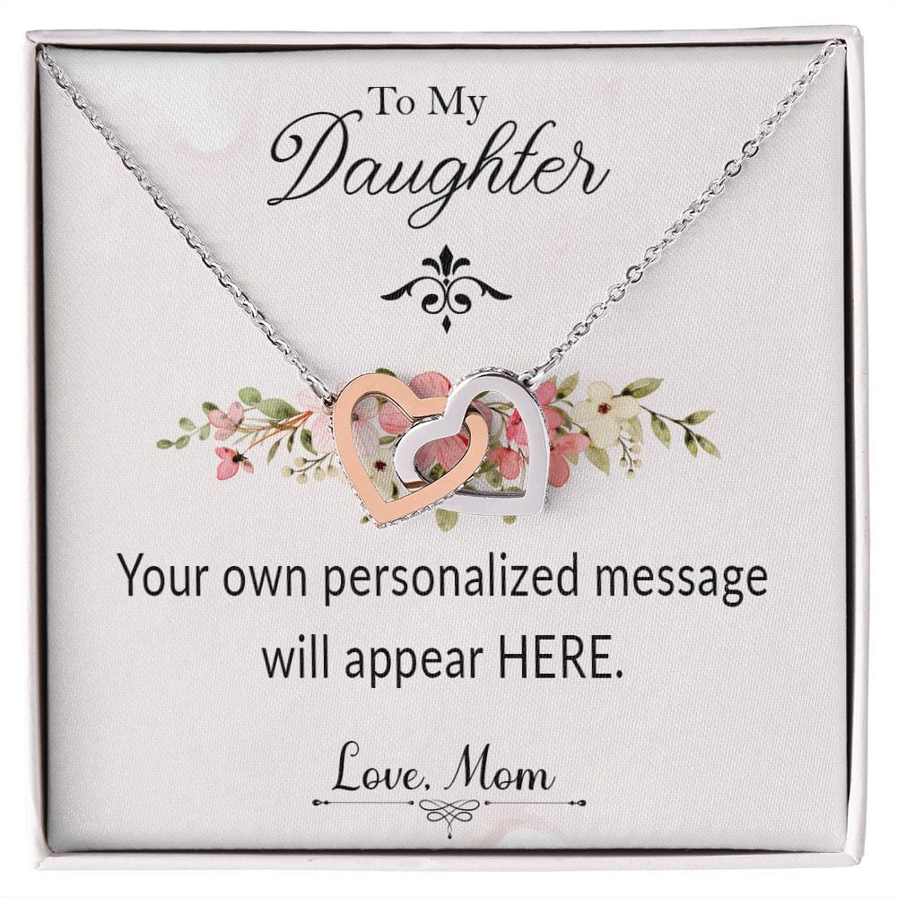 Personalized Message Card with Interlocking Hearts Necklace for Daughter