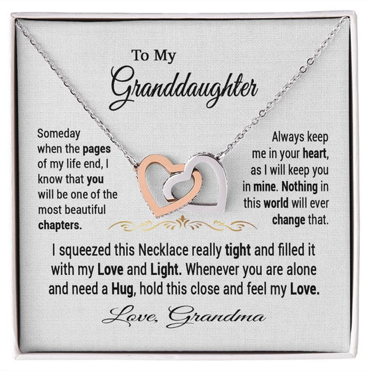 To My Granddaughter Gift Necklace from Grandma / Interlocking Hearts Necklace